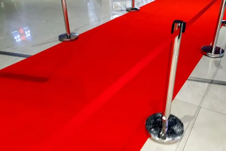 Red carpet with gold stanchions
