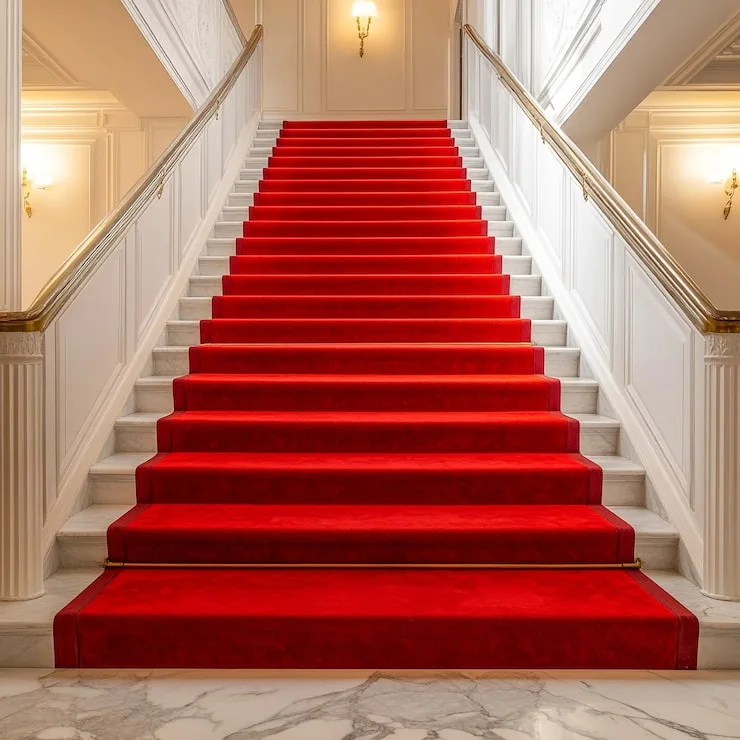 Sisal stair carpet with borders