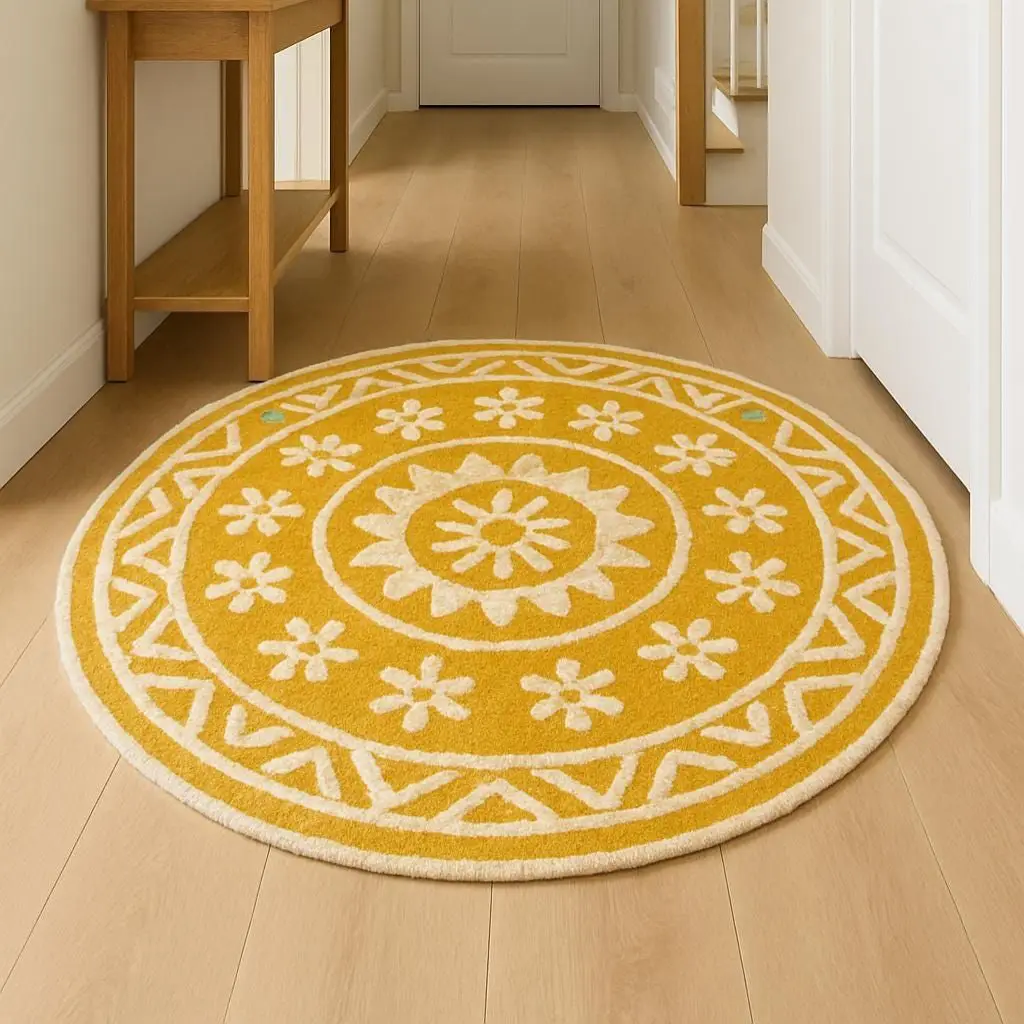 Round Yellow & White Floral