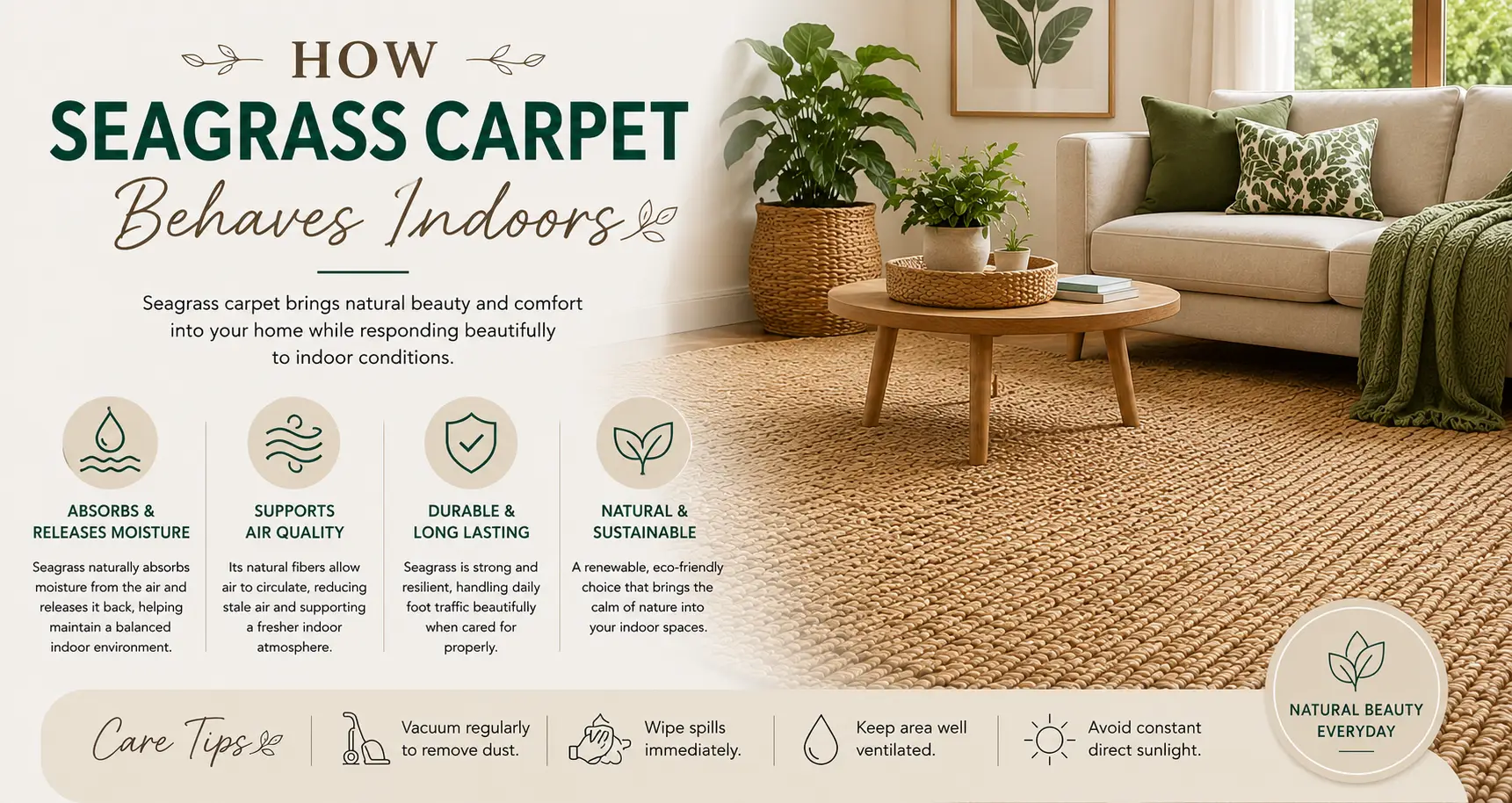 How Seagrass Carpet Behaves Indoors
