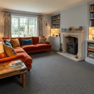 Deep Grey Wool Loop Bedroom Carpet Dubai