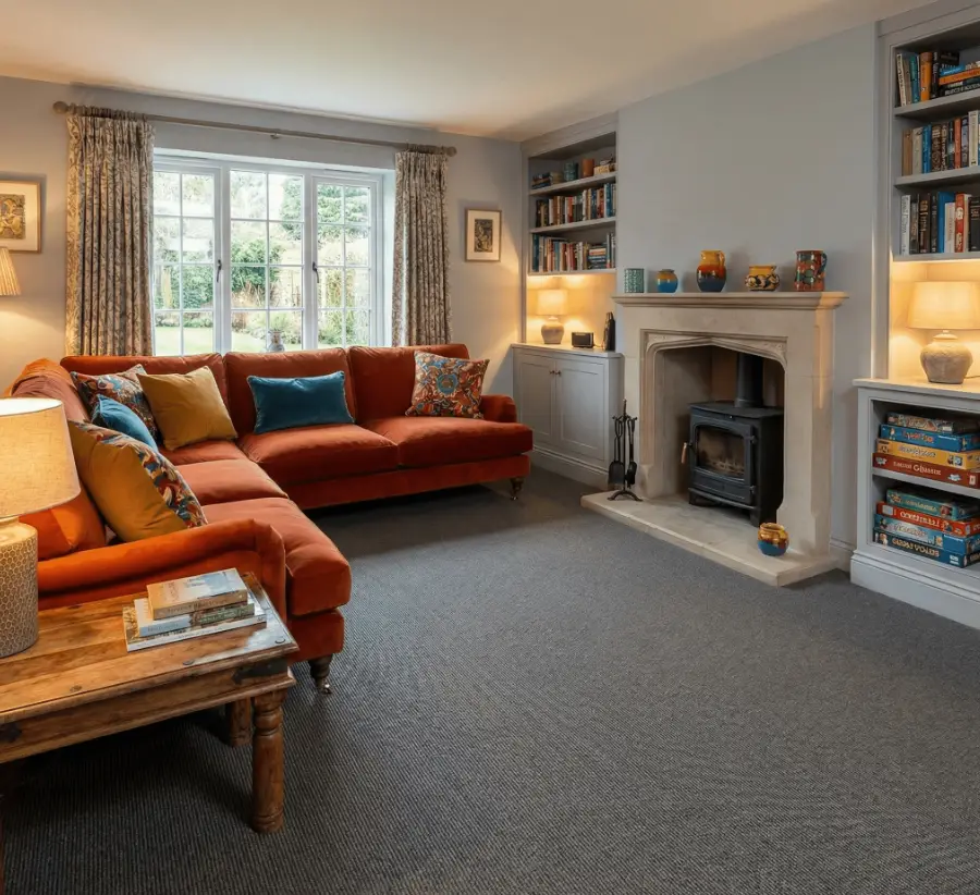 Deep Grey Wool Loop Bedroom Carpet Dubai