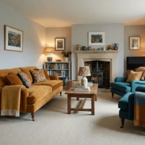 Greige Wool Bedroom Carpet
