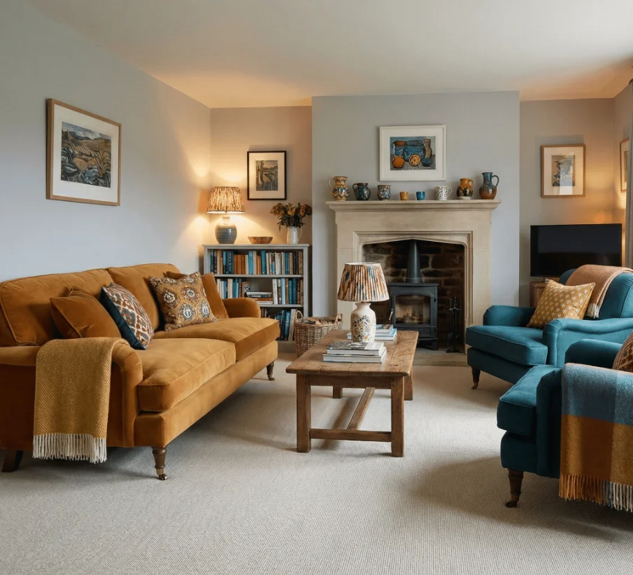 Greige Wool Bedroom Carpet