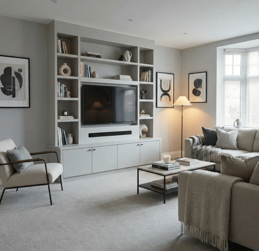 Light Grey Saxony Deep Pile Bedroom Carpet Dubai