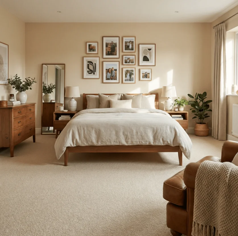 Warm Beige Saxony Deep Pile Carpet Dubai